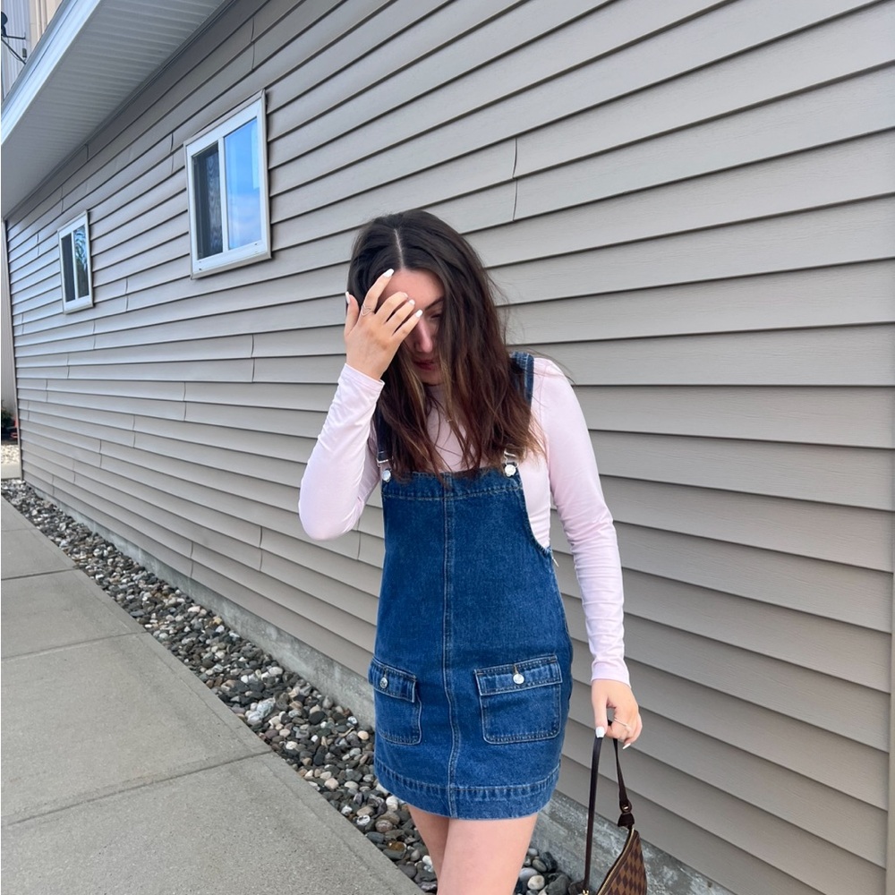Edikted Overall Denim Mini Dress